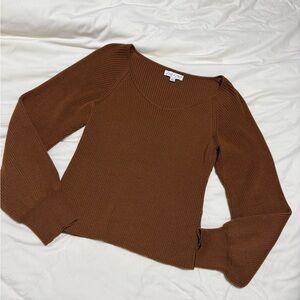 She + Sky Rust Ribbed Crew Neck Sweater